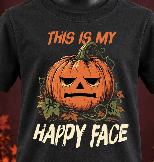 This Is My Happy Face – Kids Pumpkin T-Shirt