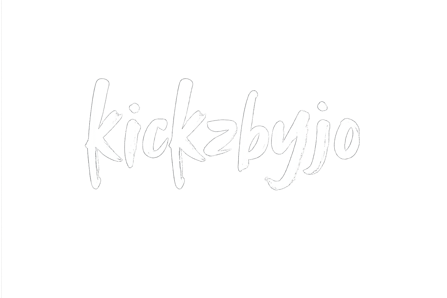 The word 'kickzbyjo' written in white cursive text against a black background.