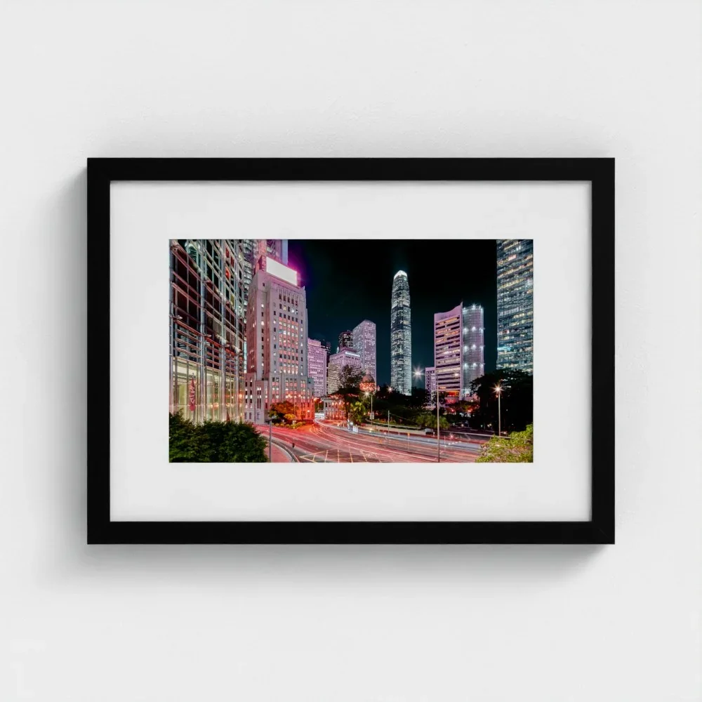 bank-street-hong-Kong-a3-black-frame-mount-print.webp