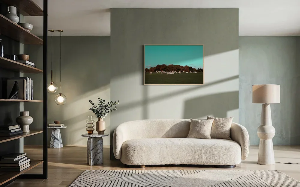 a-herd-of-deer-on-the-grassland-framed-canvas-in-living-room.webp