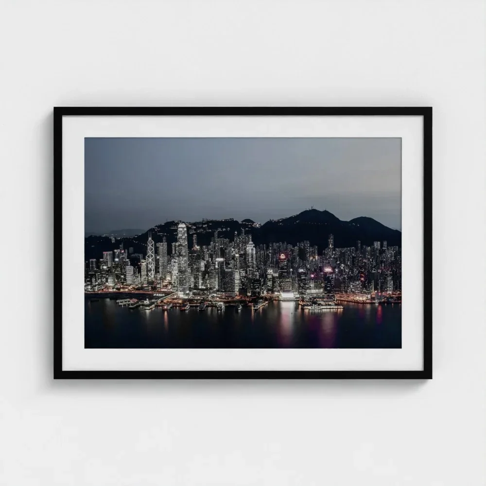 victoria-harbour-at-magic-hour-a1-black-framed-mount-print.webp