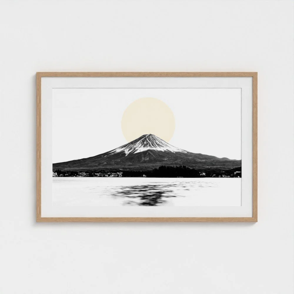 Mount Fuji & Lake Kawaguchiko –  White Fine Art Print & Zen Decor