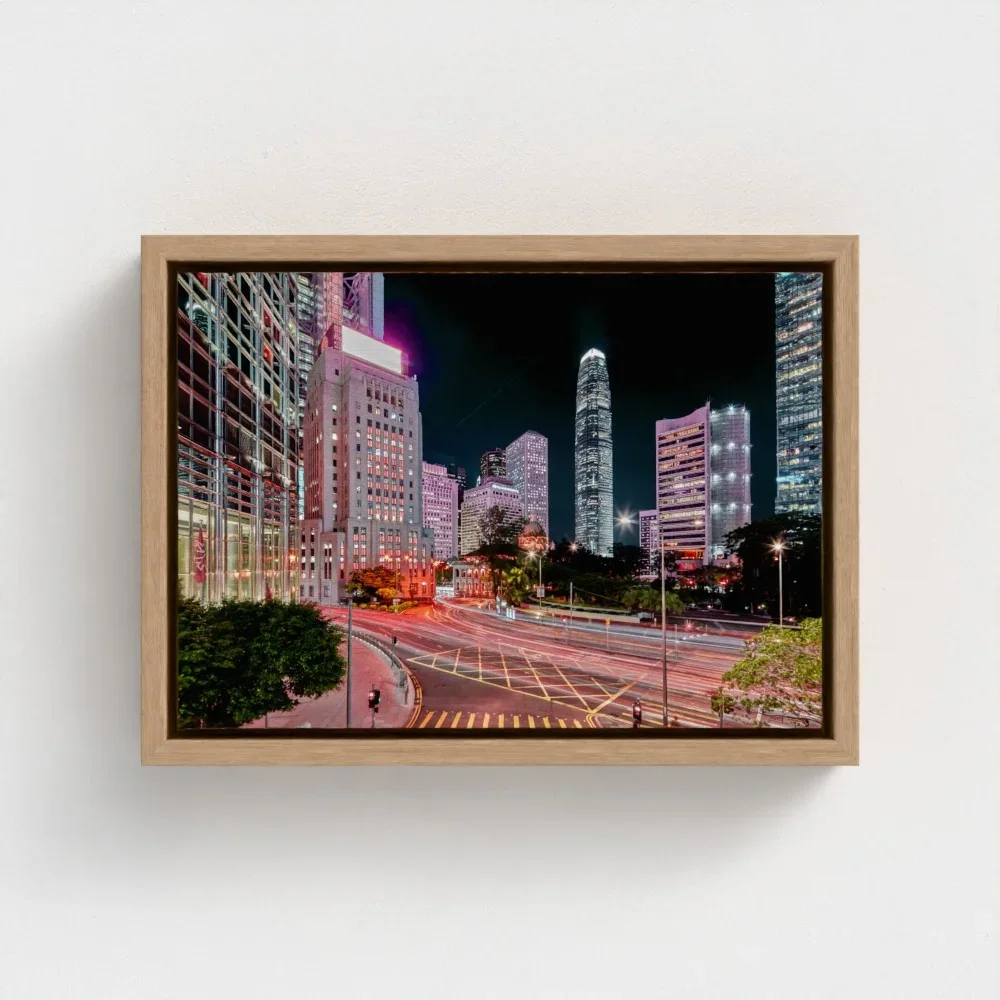 bank-street-hong-Kong-a4-float-wood-frame-canvas.webp