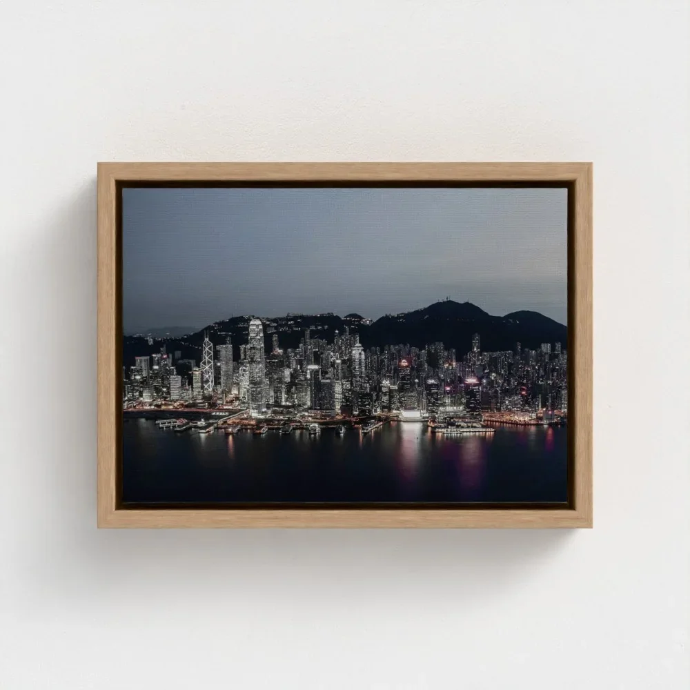 victoria-harbour-at-magic-hour-a4-wood-framed-canvas.webp