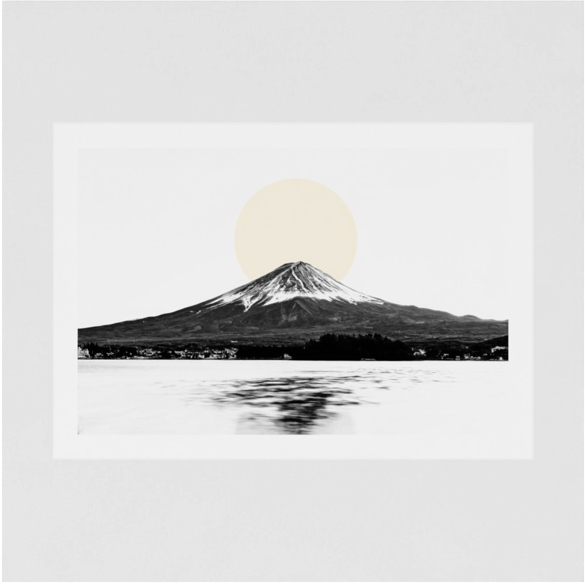 Mount Fuji & Lake Kawaguchiko –  White Fine Art Print & Zen Decor