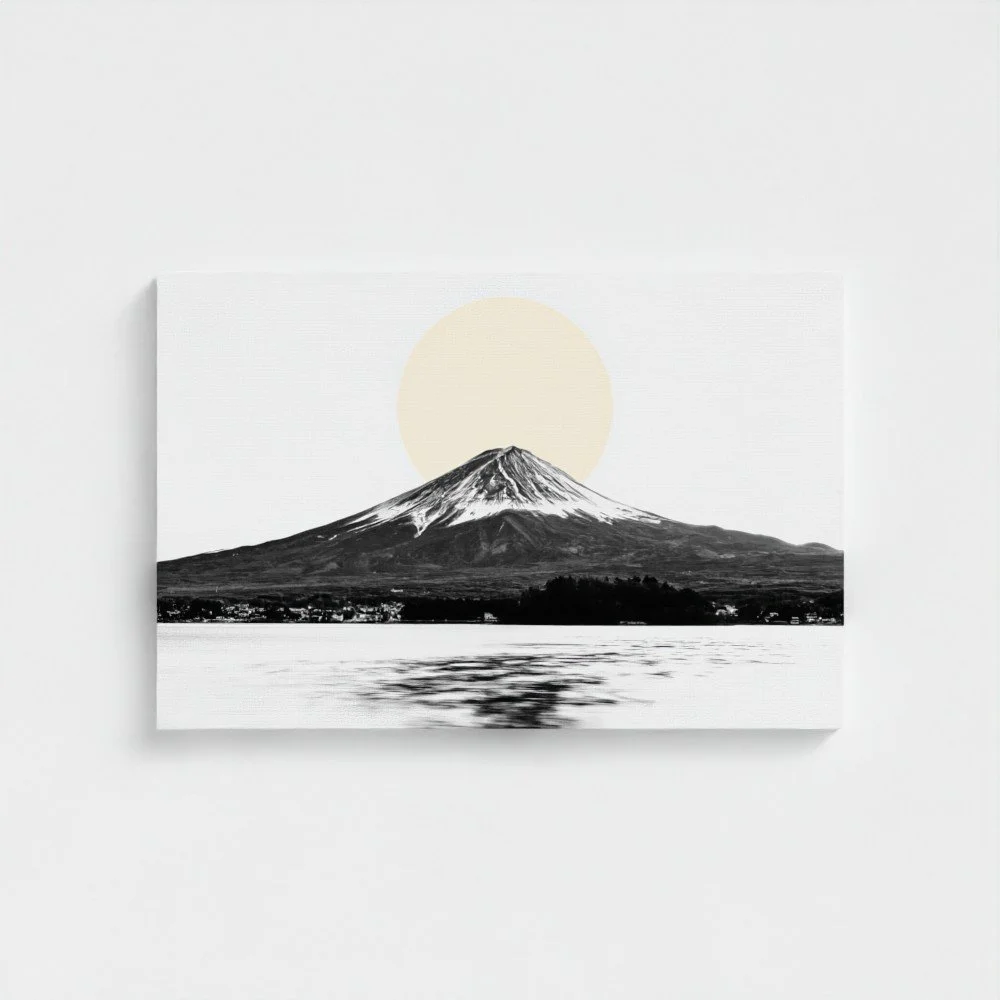 Mount Fuji & Lake Kawaguchiko –  White Fine Art Print & Zen Decor