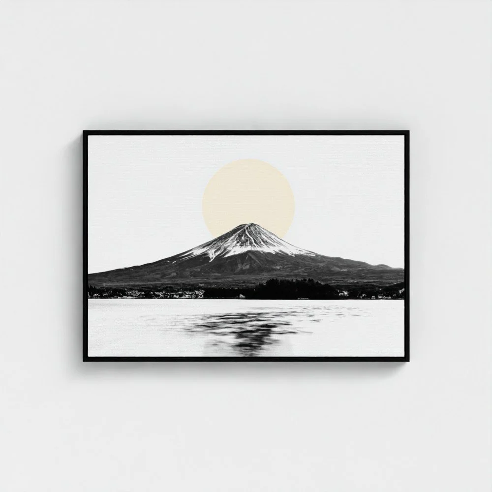 Mount Fuji & Lake Kawaguchiko –  White Fine Art Print & Zen Decor