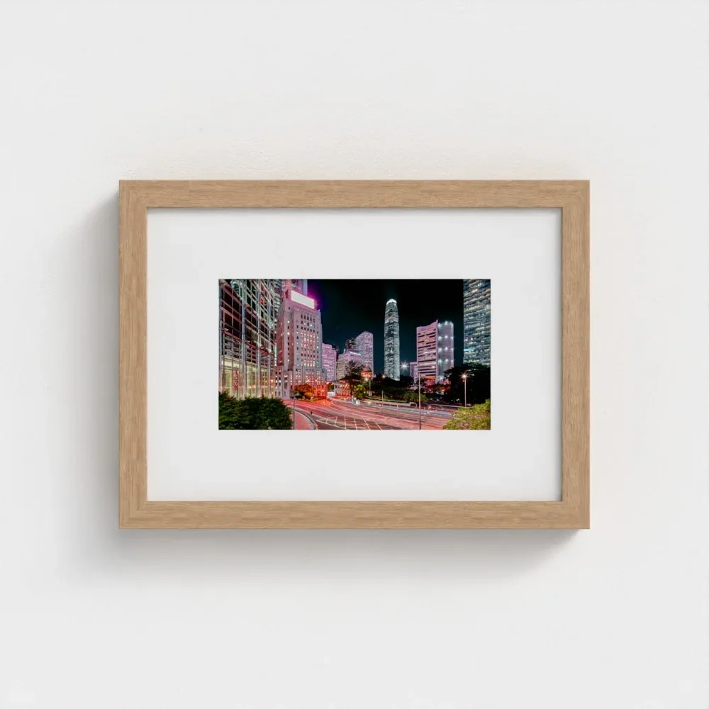 bank-street-hong-Kong-a4-wood-frame-mount-print.webp