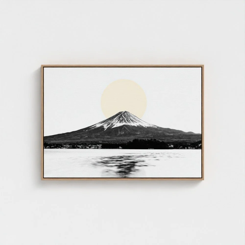 Mount Fuji & Lake Kawaguchiko –  White Fine Art Print & Zen Decor