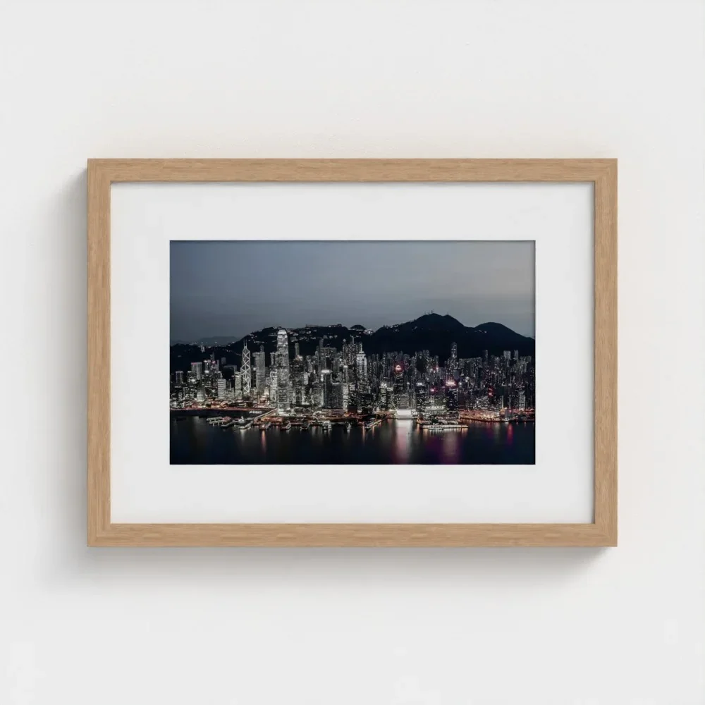 victoria-harbour-at-magic-hour-a3-wood-framed-mount-print.webp