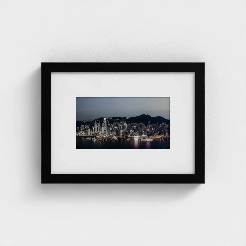 victoria-harbour-at-magic-hour-a4-black-framed-mount-print.webp