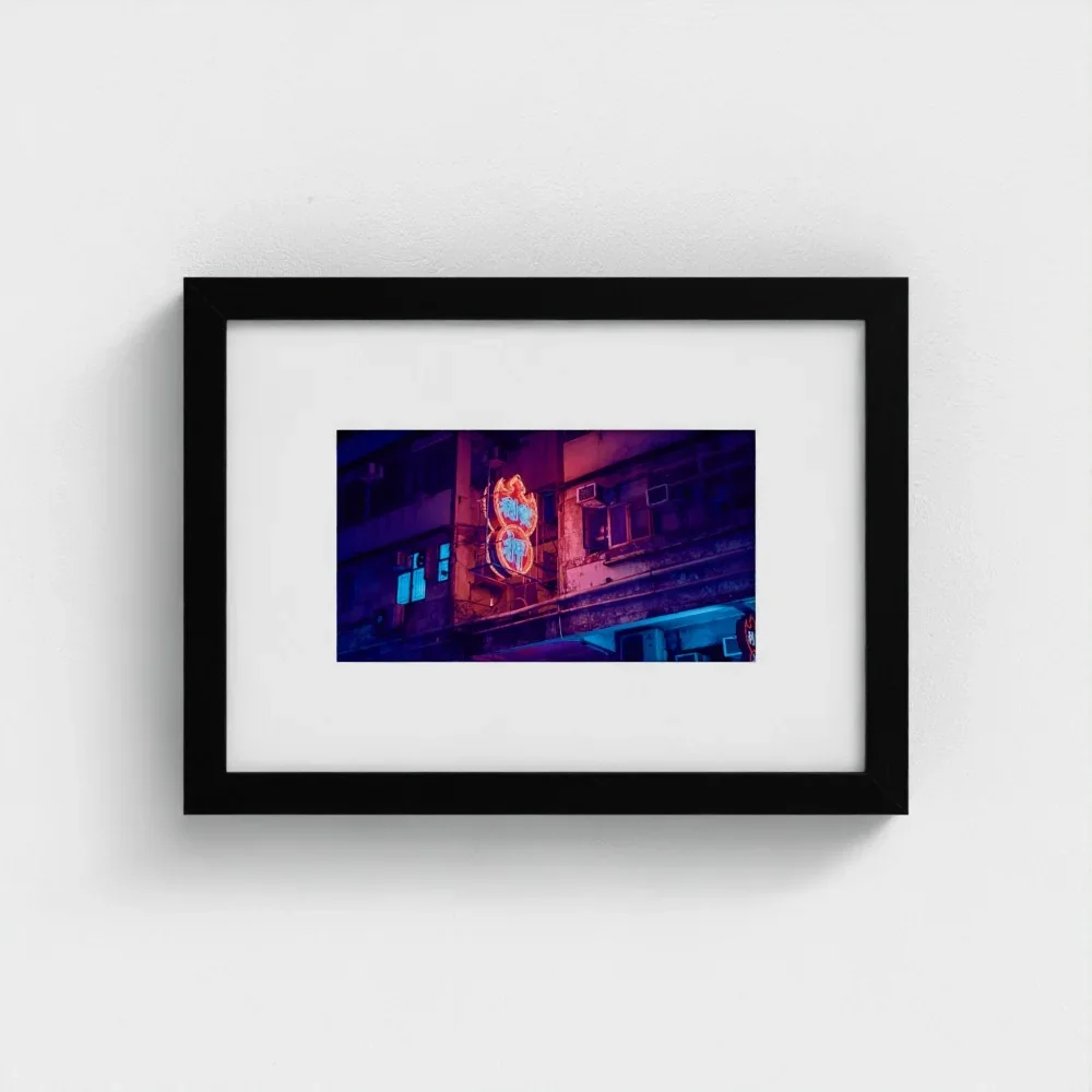 neon-lights-2011-hong-kong-black-frame-&-mount-print-a4.webp