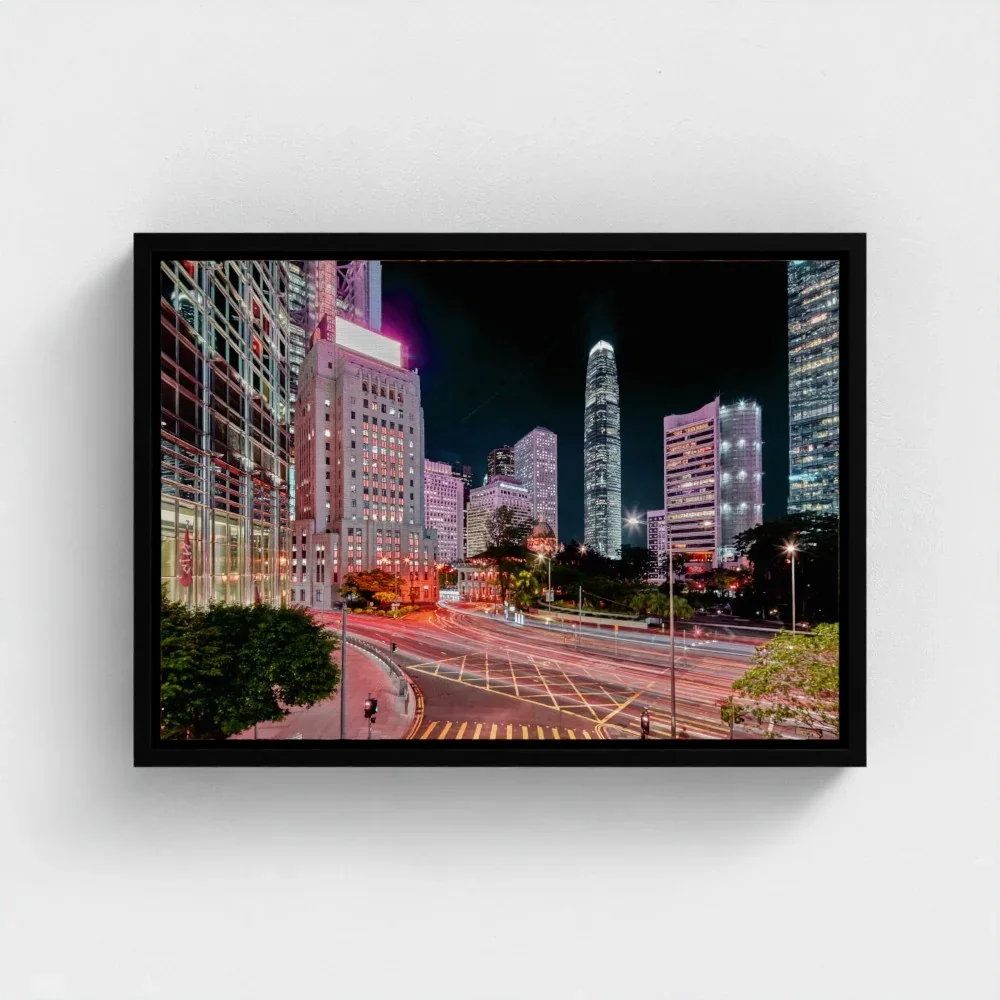bank-street-hong-Kong-a3-float-black-frame-canvas.webp