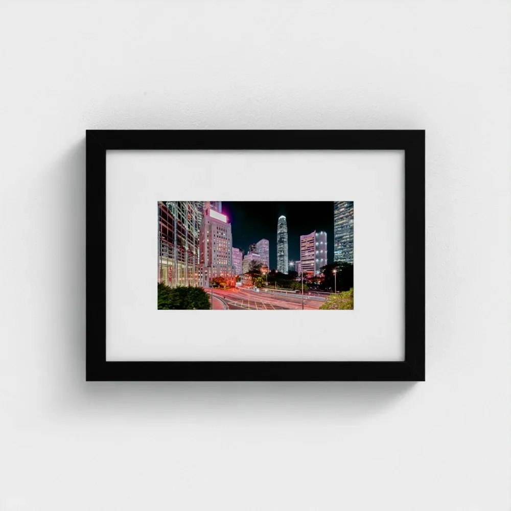 bank-street-hong-Kong-a4-black-frame-mount-print.webp