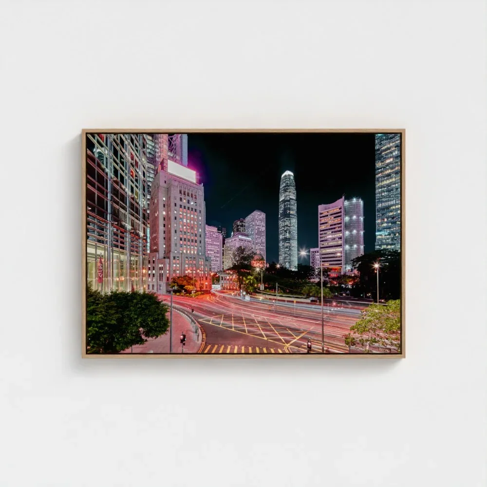 bank-street-hong-Kong-28X40-float-wood-frame-canvas.webp