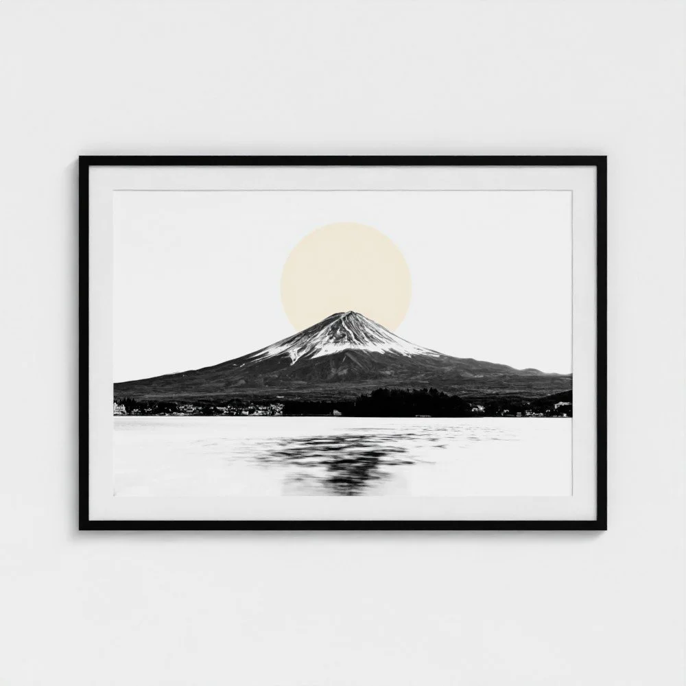 Mount Fuji & Lake Kawaguchiko –  White Fine Art Print & Zen Decor