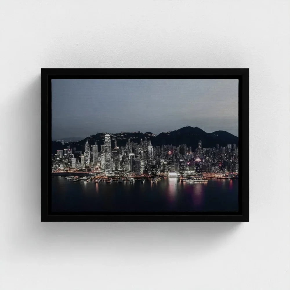victoria-harbour-at-magic-hour-a4-black-framed-canvas.webp