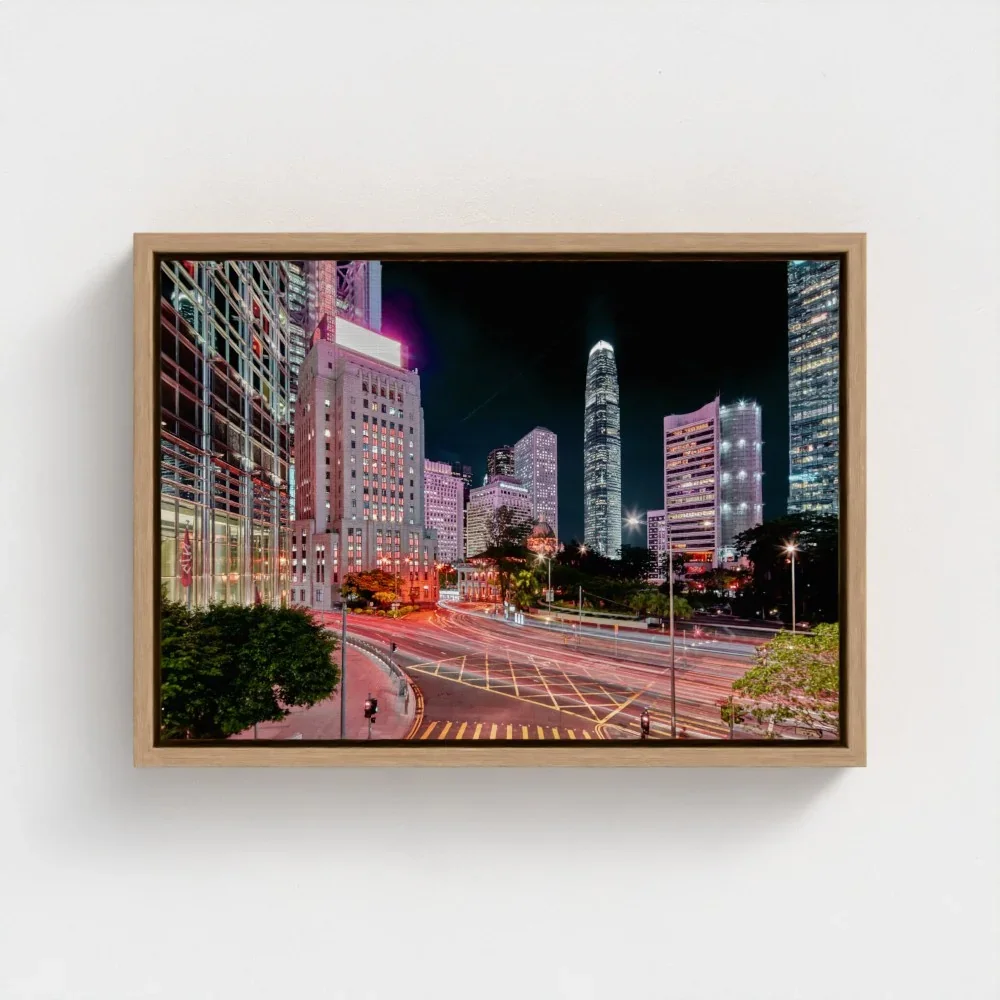 bank-street-hong-Kong-a3-float-wood-frame-canvas.webp