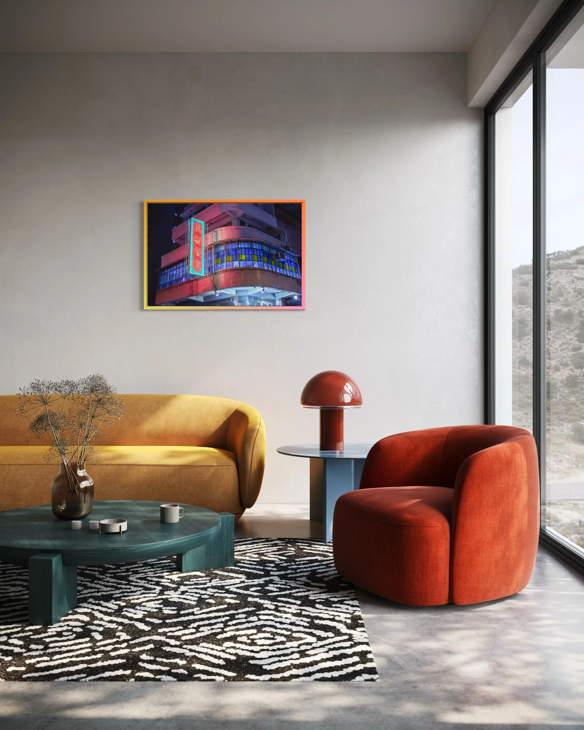 mido-cafe-neon-lights-wall-art-in-living-room-5.webp