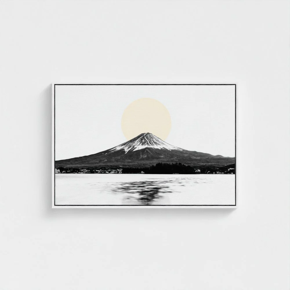 Mount Fuji & Lake Kawaguchiko –  White Fine Art Print & Zen Decor