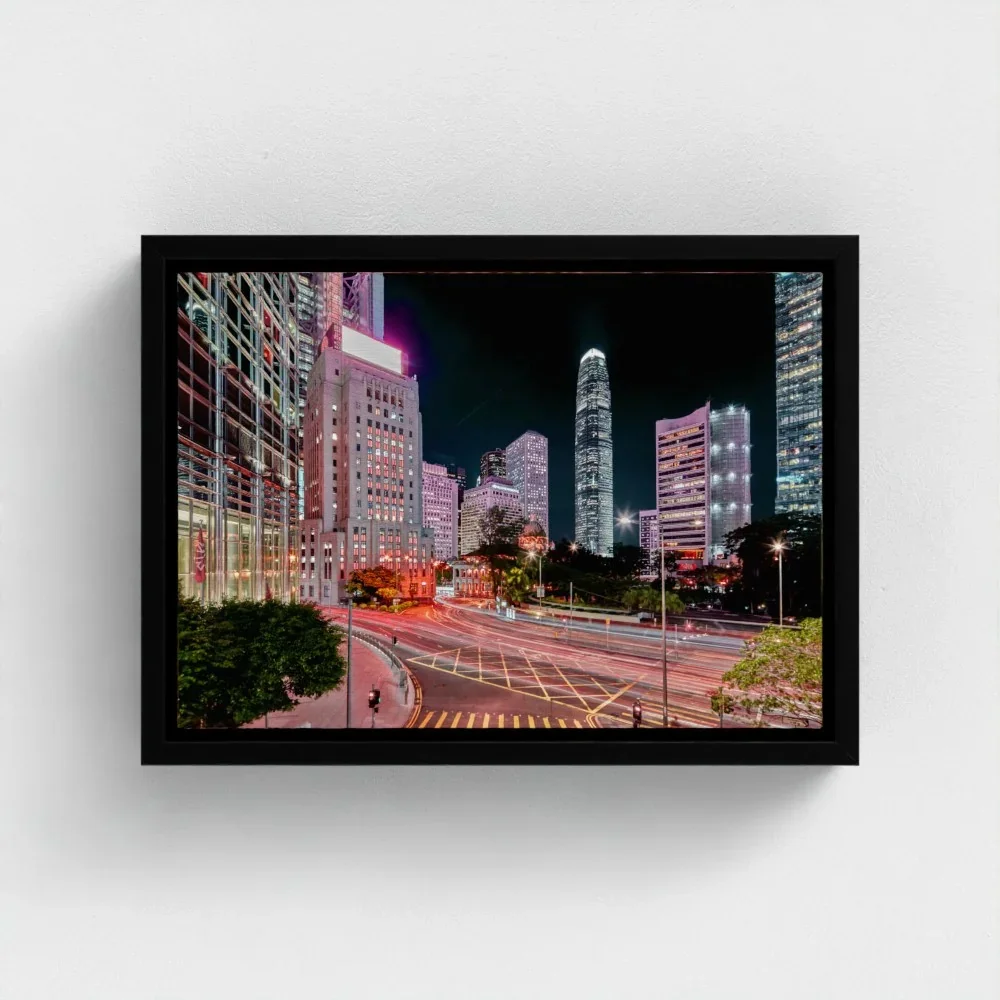 bank-street-hong-Kong-a4-float-black-frame-canvas.webp