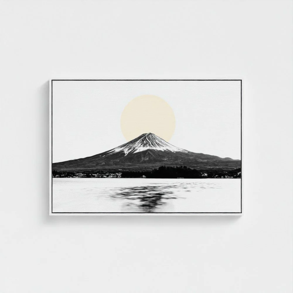 Mount Fuji & Lake Kawaguchiko –  White Fine Art Print & Zen Decor