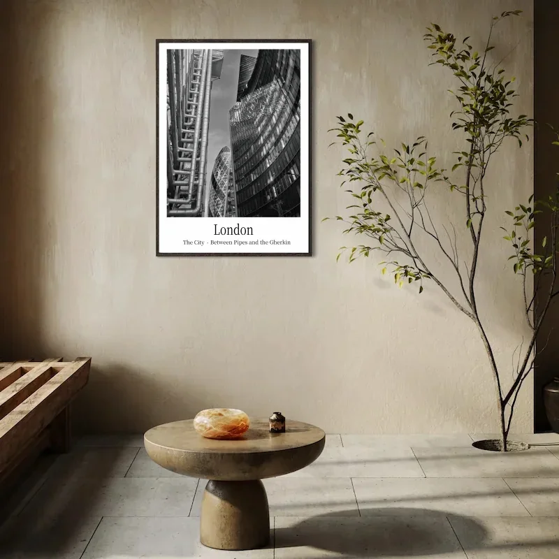 pipes-and-the-gherkin-london-fine-art-poster-in-living-room.webp