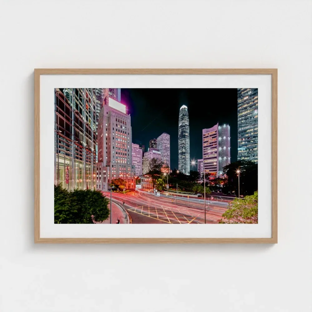 bank-street-hong-Kong-a1-wood-frame-mount-print.webp
