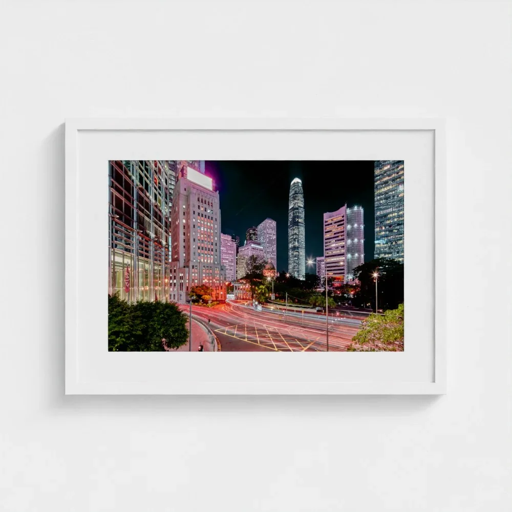 bank-street-hong-Kong-a2-white-frame-mount-print.webp