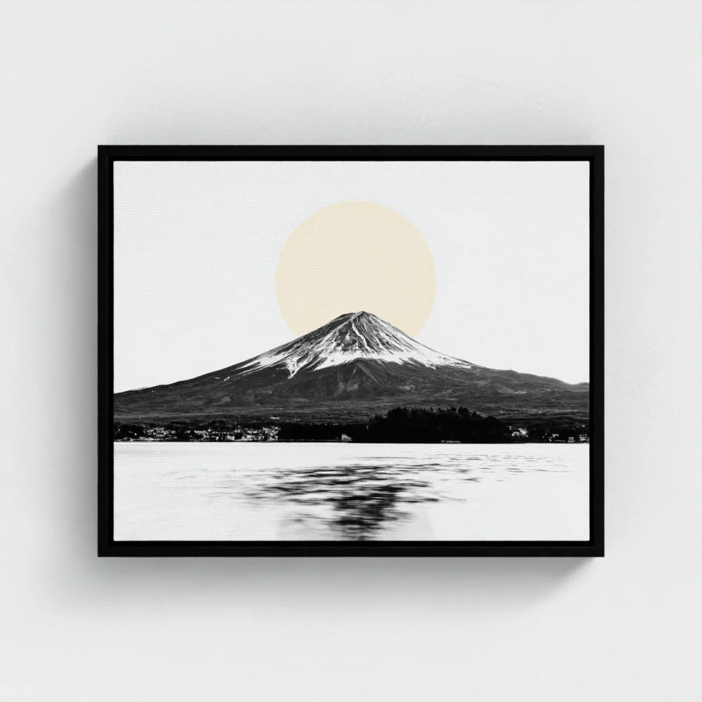Mount Fuji & Lake Kawaguchiko –  White Fine Art Print & Zen Decor