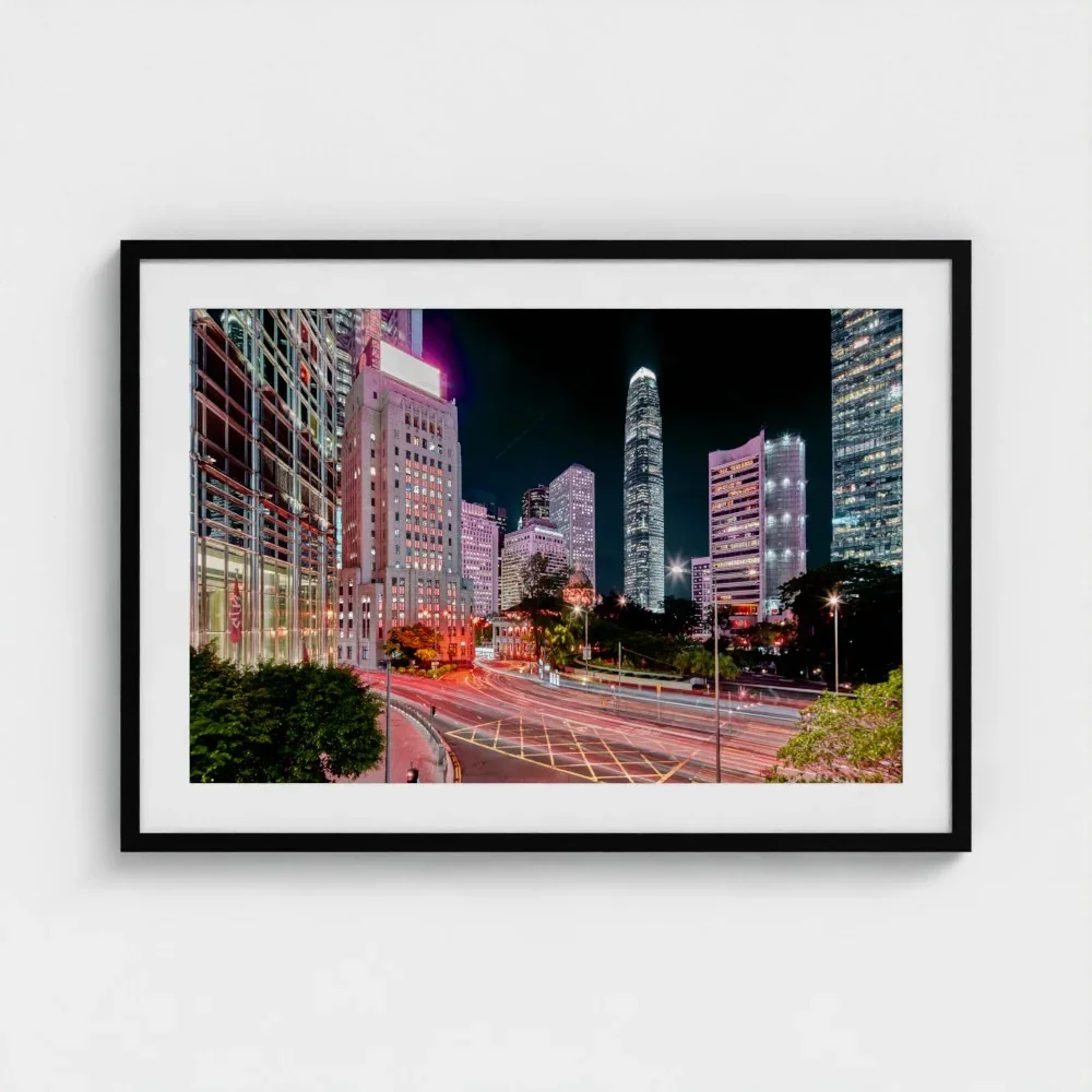 bank-street-hong-Kong-a1-black-frame-mount-print.webp