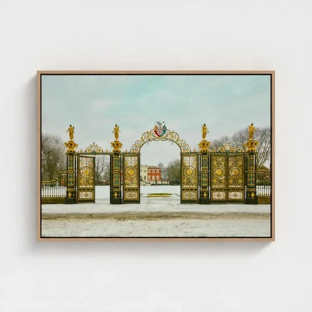 The Gates of Winter Silence, Warrington Golden Gates | Photography Art Print, UK Wall Art