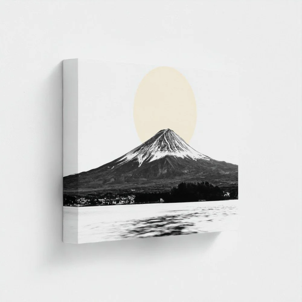 Mount Fuji & Lake Kawaguchiko –  White Fine Art Print & Zen Decor