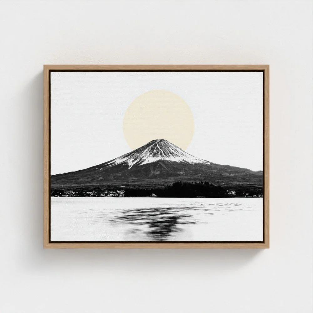 Mount Fuji & Lake Kawaguchiko –  White Fine Art Print & Zen Decor