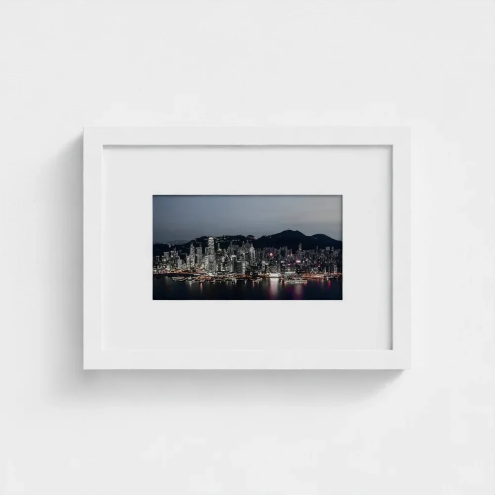 victoria-harbour-at-magic-hour-a4-white-framed-mount-print.webp