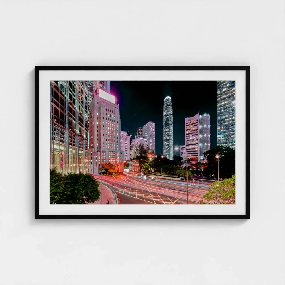 bank-street-hong-Kong-28X40-black-frame-mount-print.webp