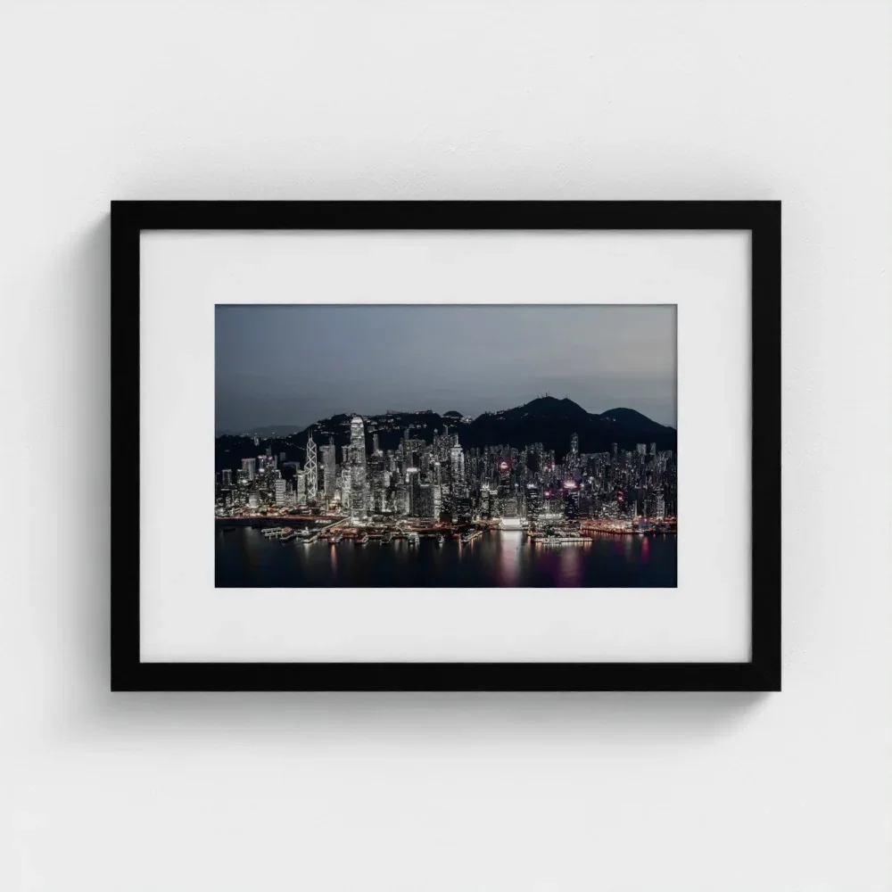 victoria-harbour-at-magic-hour-a3-black-framed-mount-print.webp