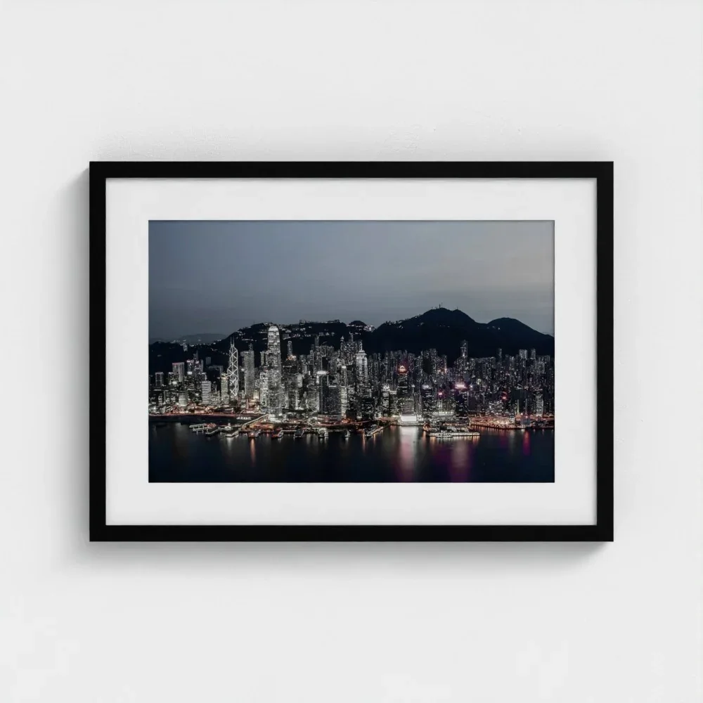 victoria-harbour-at-magic-hour-a2-black-framed-mount-print.webp
