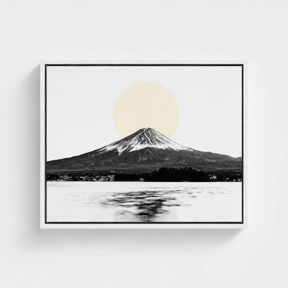 Mount Fuji & Lake Kawaguchiko –  White Fine Art Print & Zen Decor