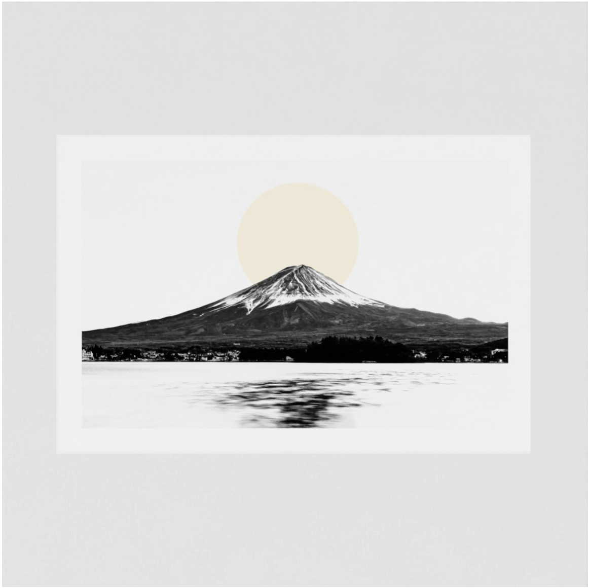 Mount Fuji & Lake Kawaguchiko –  White Fine Art Print & Zen Decor