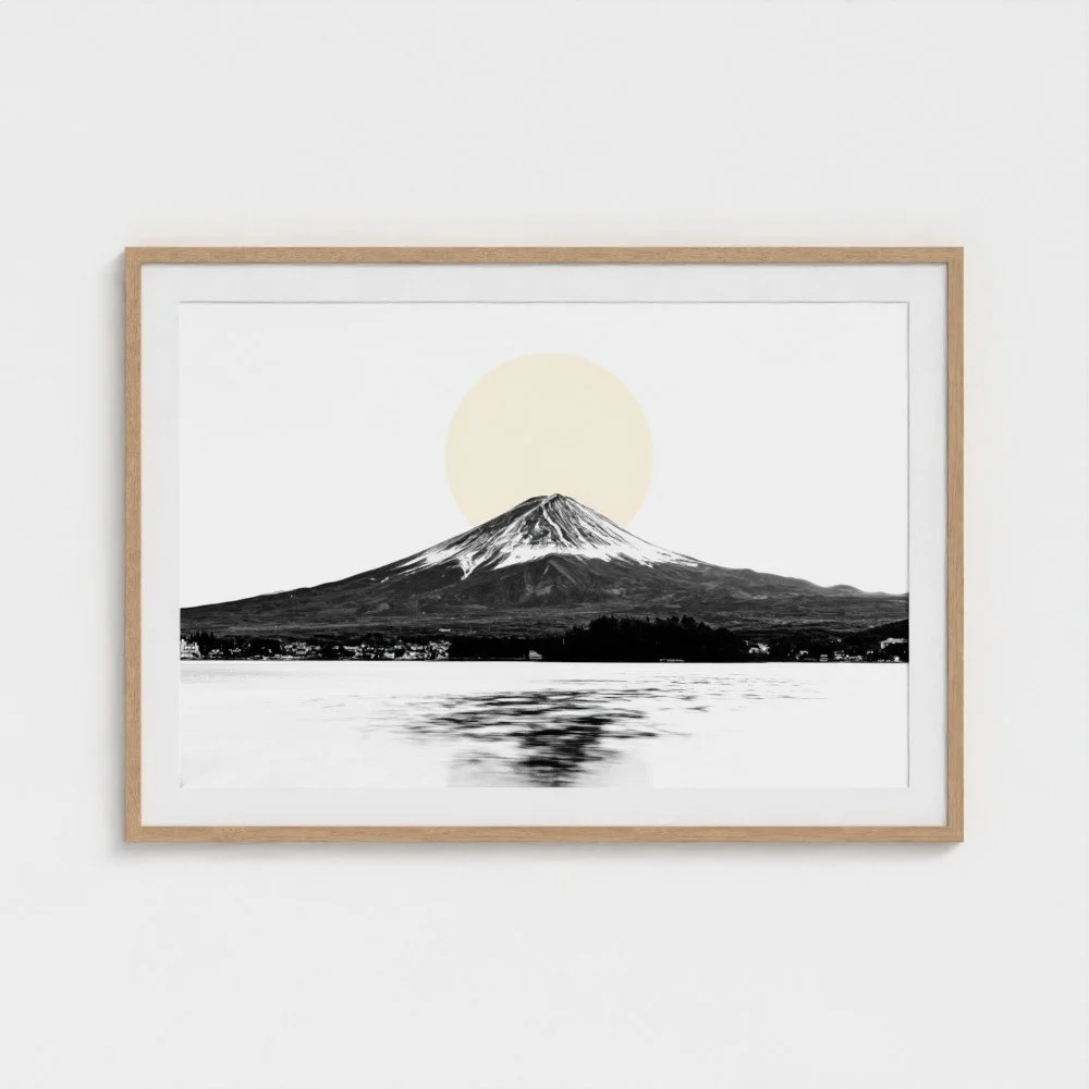 Mount Fuji & Lake Kawaguchiko –  White Fine Art Print & Zen Decor