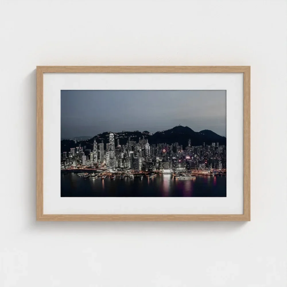 victoria-harbour-at-magic-hour-a2-wood-framed-mount-print.webp