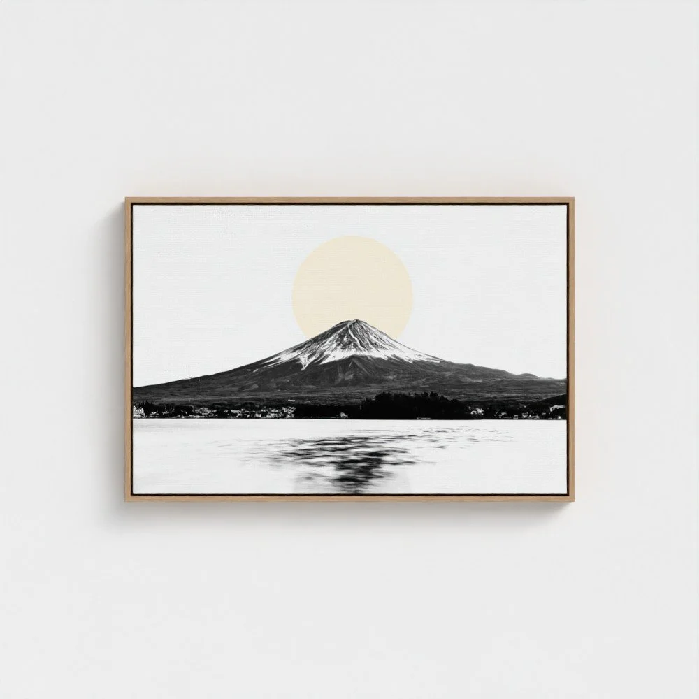 Mount Fuji & Lake Kawaguchiko –  White Fine Art Print & Zen Decor
