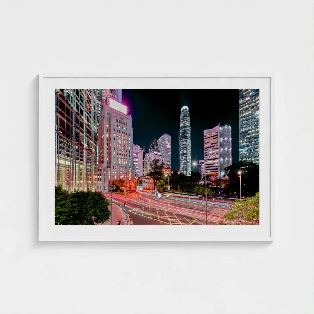 bank-street-hong-Kong-28X40-white-frame-mount-print.webp