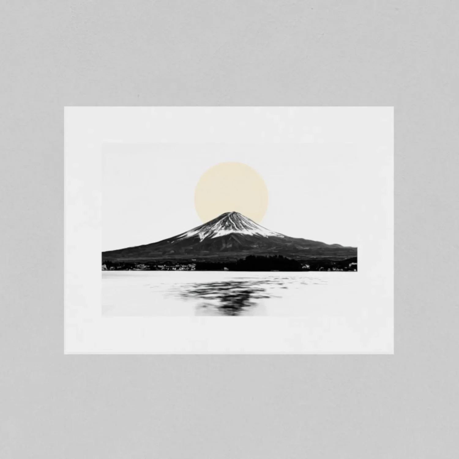 Mount Fuji & Lake Kawaguchiko –  White Fine Art Print & Zen Decor