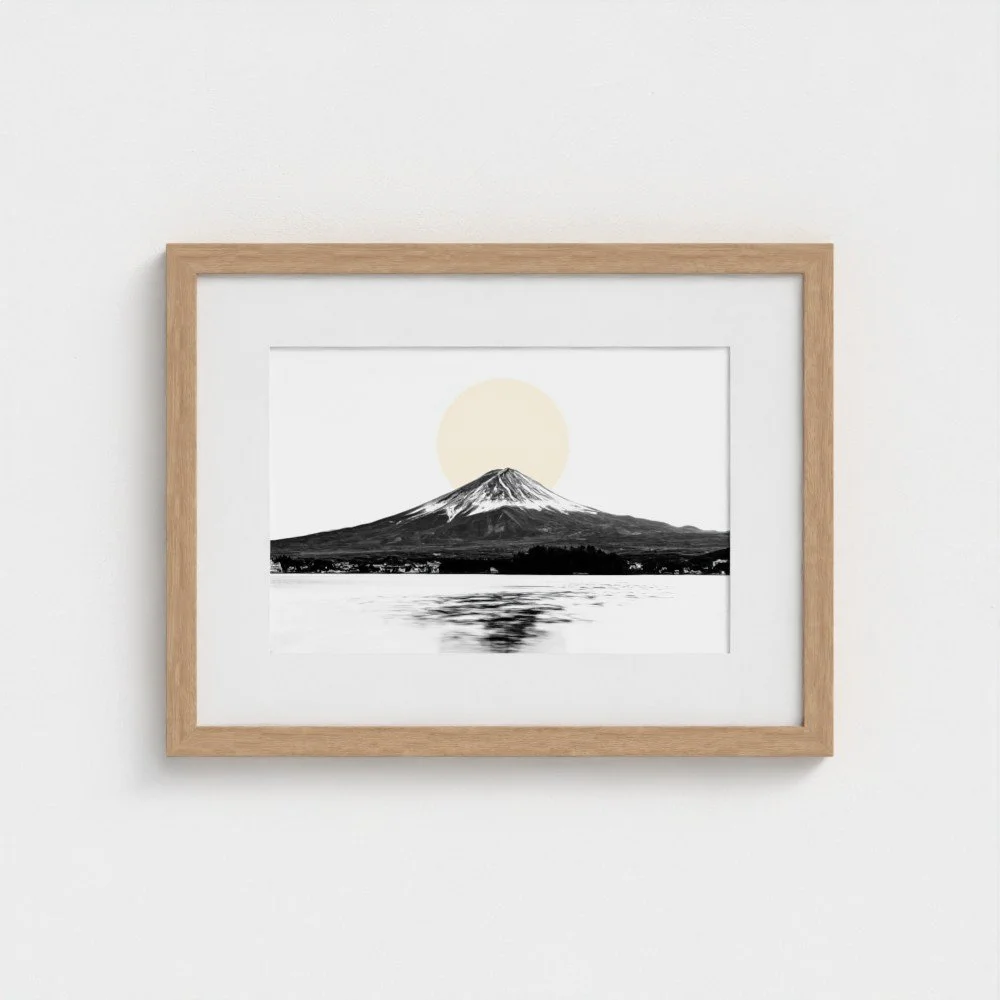 Mount Fuji & Lake Kawaguchiko –  White Fine Art Print & Zen Decor