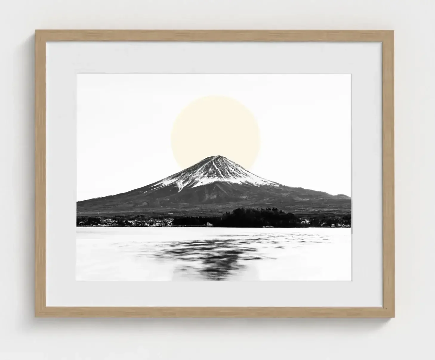 Mount Fuji & Lake Kawaguchiko –  White Fine Art Print & Zen Decor