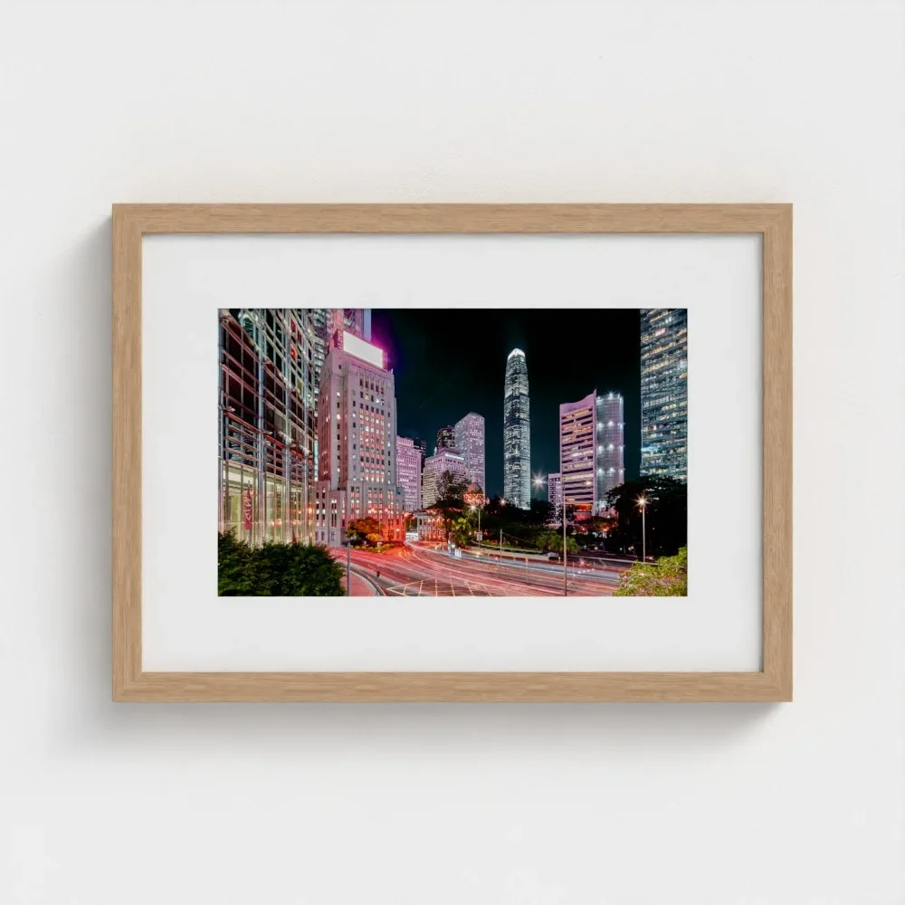 bank-street-hong-Kong-a3-wood-frame-mount-print.webp