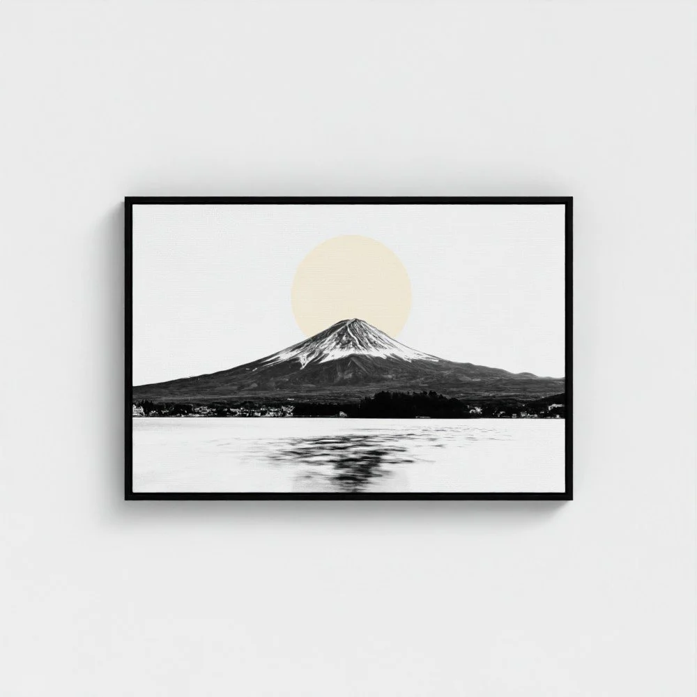 Mount Fuji & Lake Kawaguchiko –  White Fine Art Print & Zen Decor
