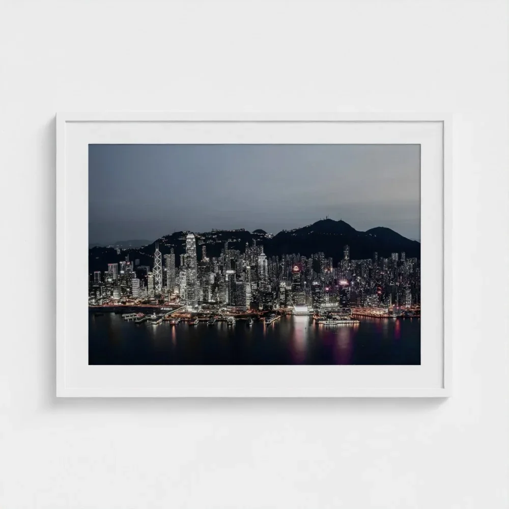 victoria-harbour-at-magic-hour-a1-white-framed-mount-print.webp
